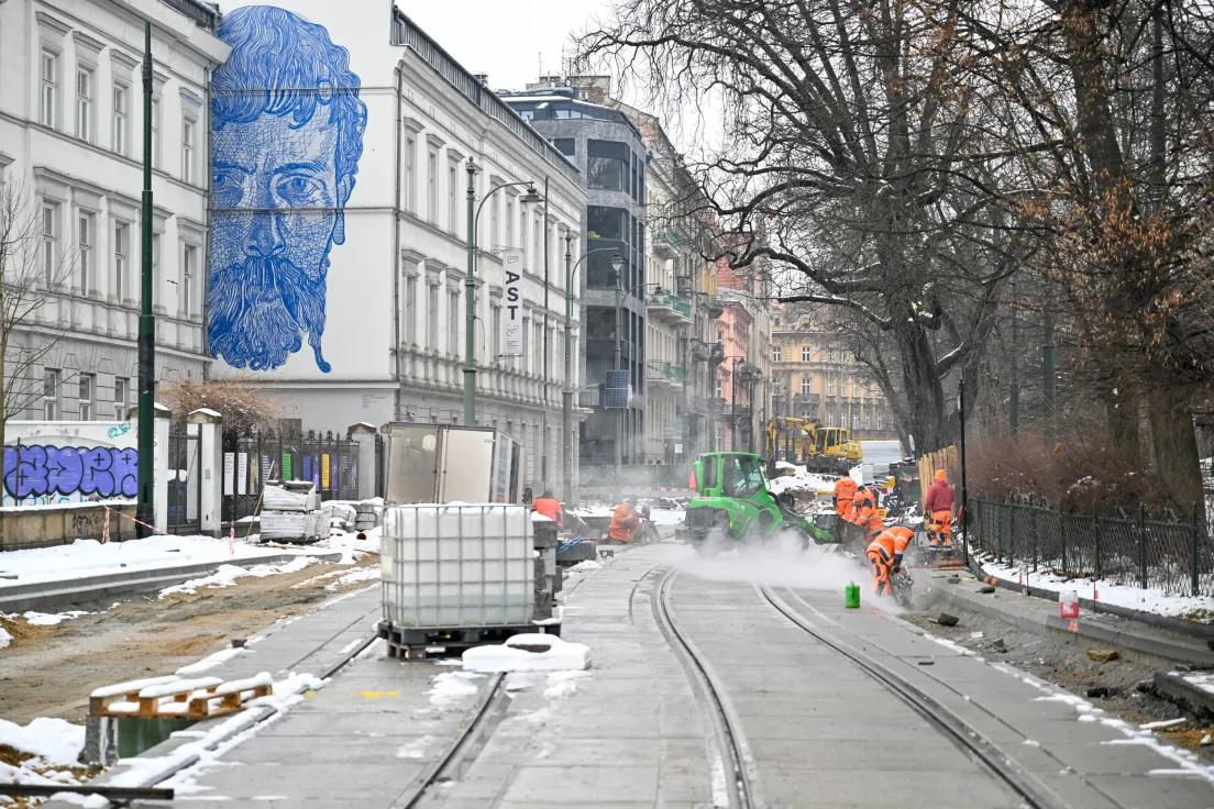 Remont torowiska na skrzyżowaniu Straszewskiego i Piłsudskiego