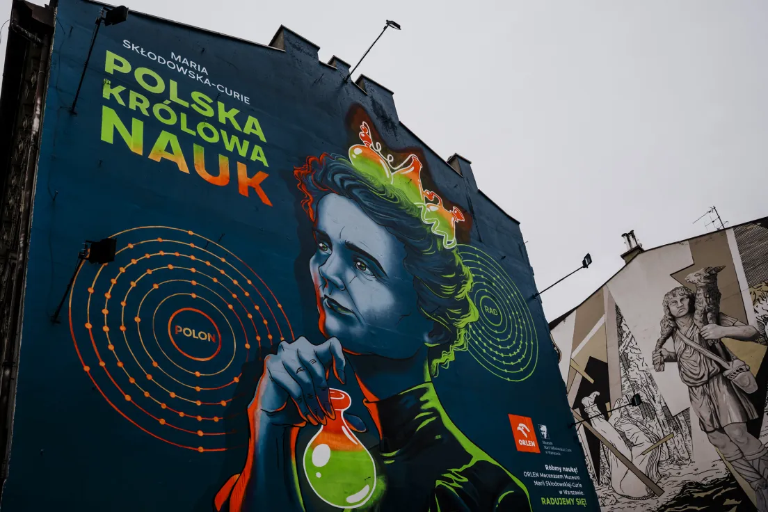 Fluorescencyjny  mural przy ul. Grzegórzeckiej.