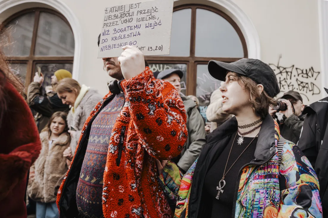 Protest przecwiko budowie Hotelu w miejscu trzech kamienic na ul. Bożego Ciała i Józefa, oraz wywłaszczeniom i eksmisjom.