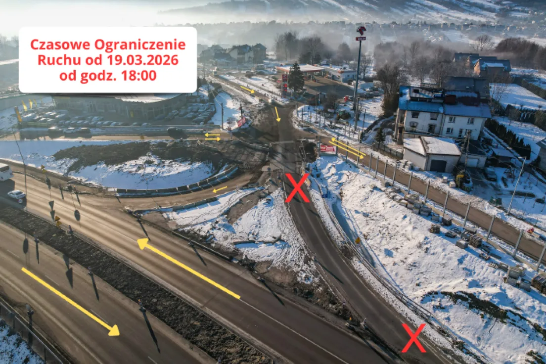 Zmiany w ruchu na budowie węzła w Myślenicach