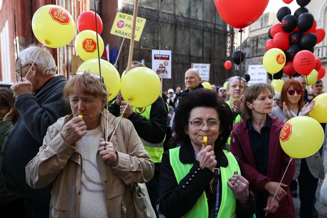 Protest przeciwko budowie trasy S7