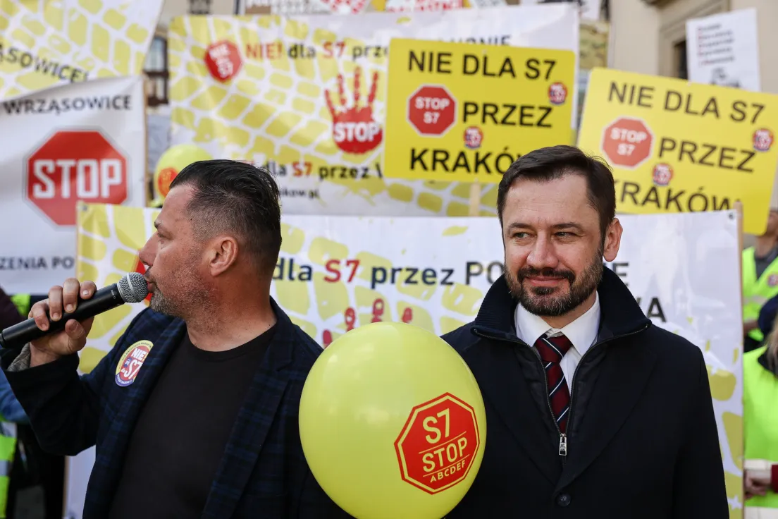 Protest przeciwko budowie trasy S7