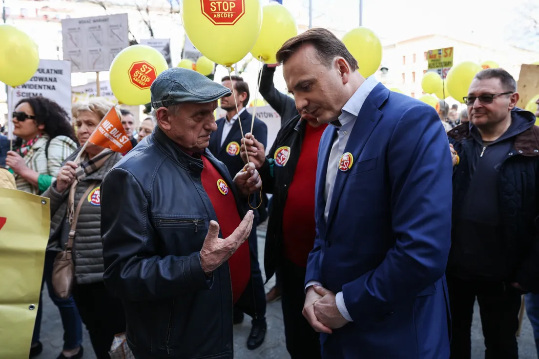 Protest przeciwko budowie trasy S7