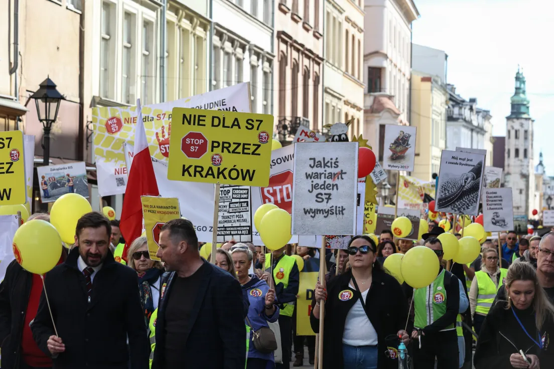 Protest przeciwko budowie trasy S7