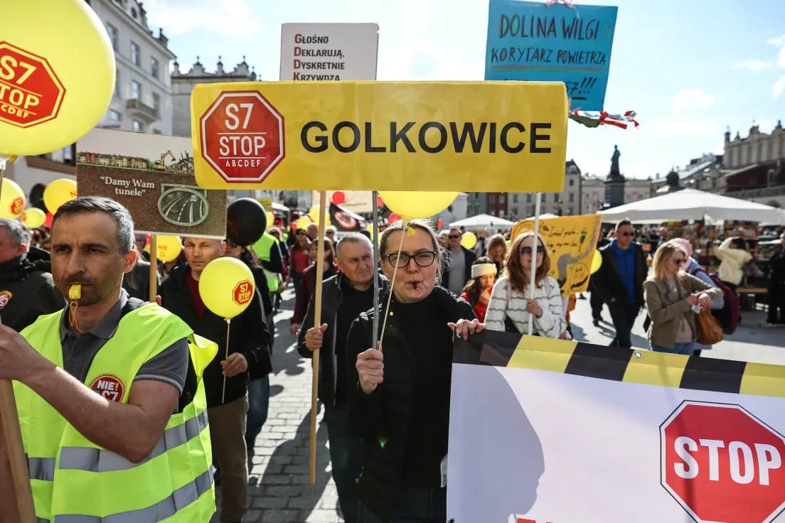 Protest przeciwko budowie trasy S7