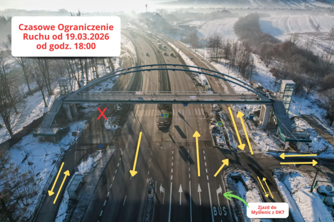 Zmiany w ruchu na budowie węzła w Myślenicach
