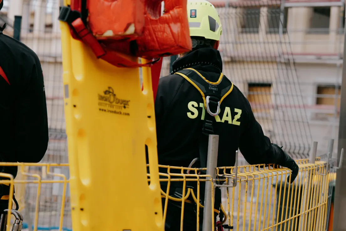Ćwiczenia straży pożarnej na terenie inwestycji Miastoprojektu