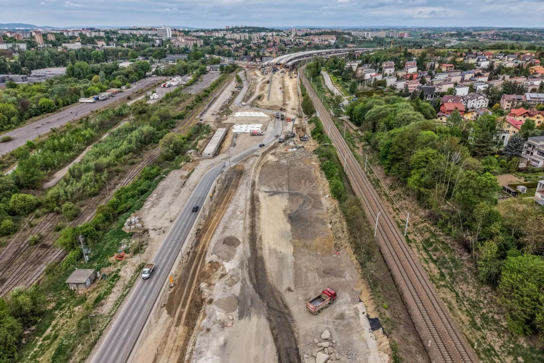 Budowa drogi S7 w Krakowie, zdjęcia z maja 2026