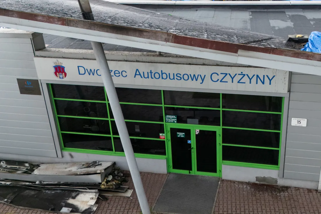 Spalony dworzec autobusowy na Czyżynach