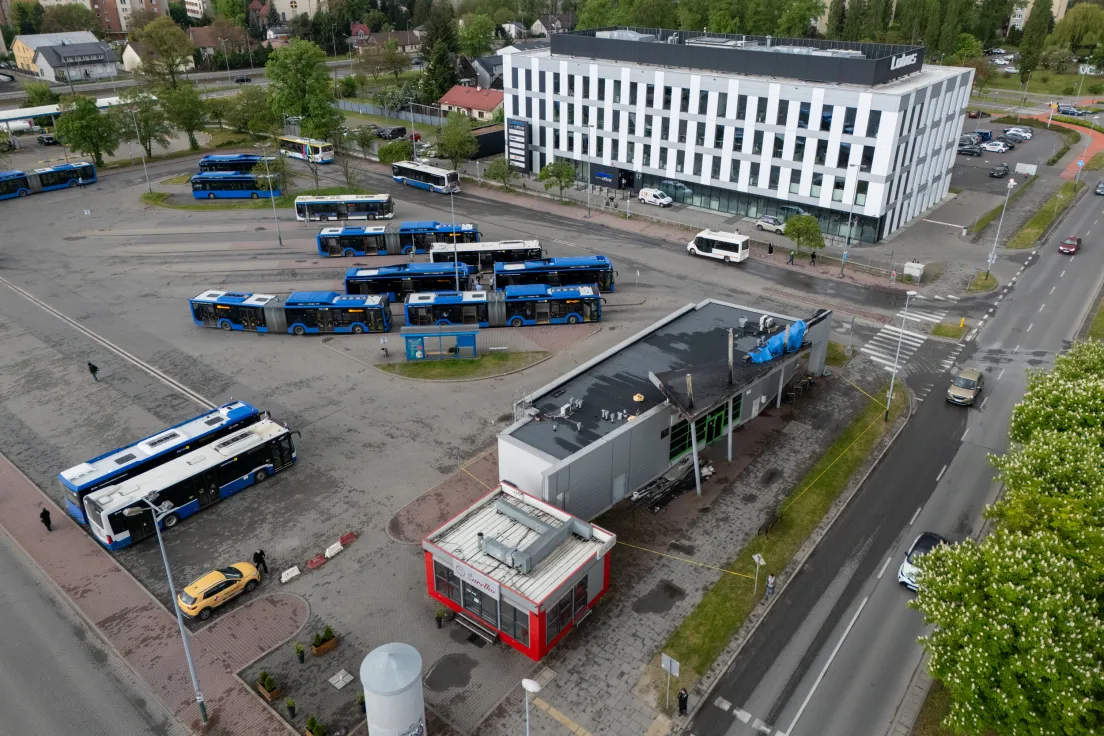 Spalony dworzec autobusowy na Czyżynach