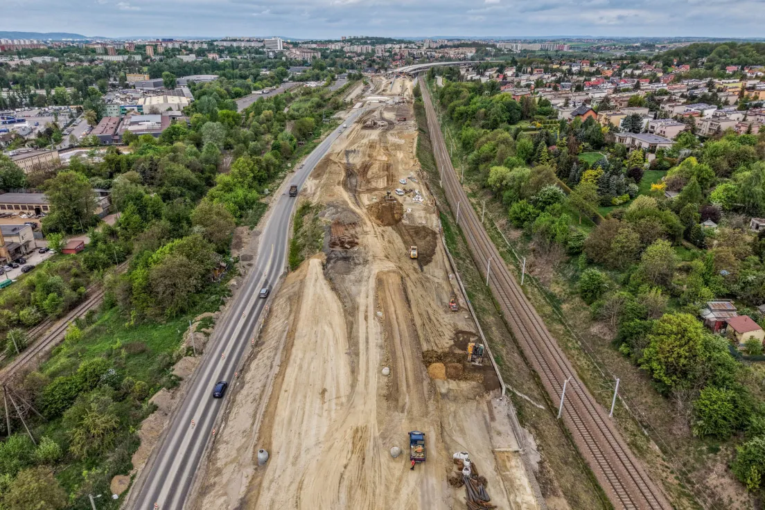 Budowa drogi S7 w Krakowie, zdjęcia z maja 2026