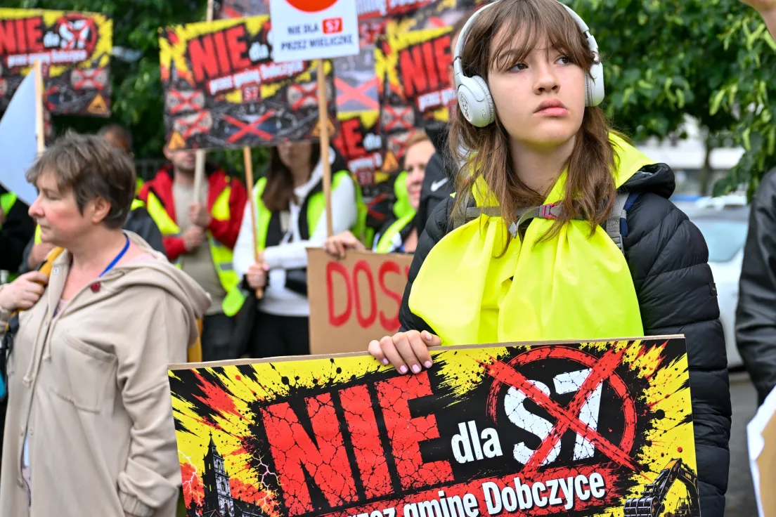 Protest mieszkańców przeciwko planowanej budowie trasy S7