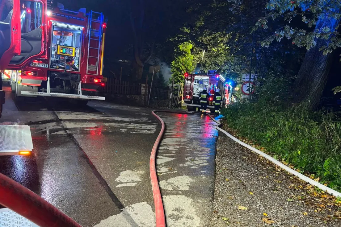 Nocny pożar w centrum Ojcowa