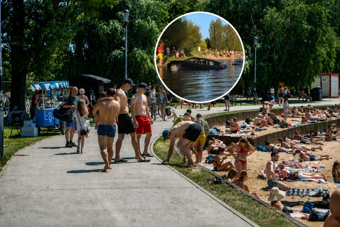 Akcja wyciągania samochodu z Zalewu Bagry