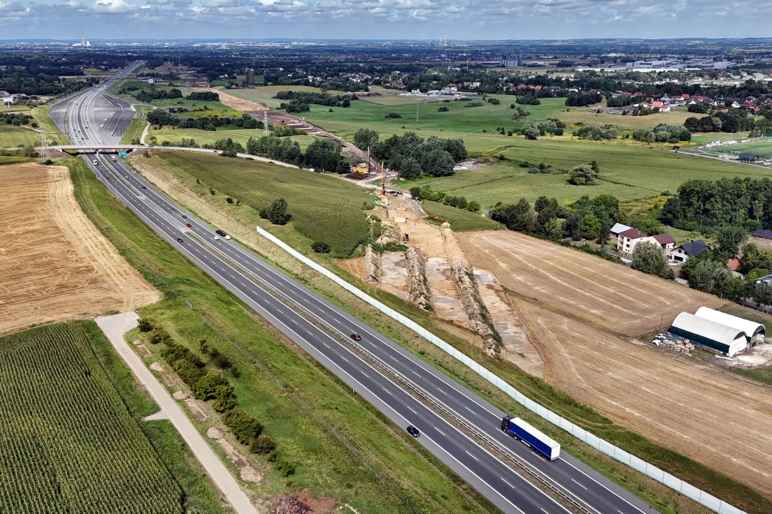 Przyszłe skrzyżowanie kolei z autostradą