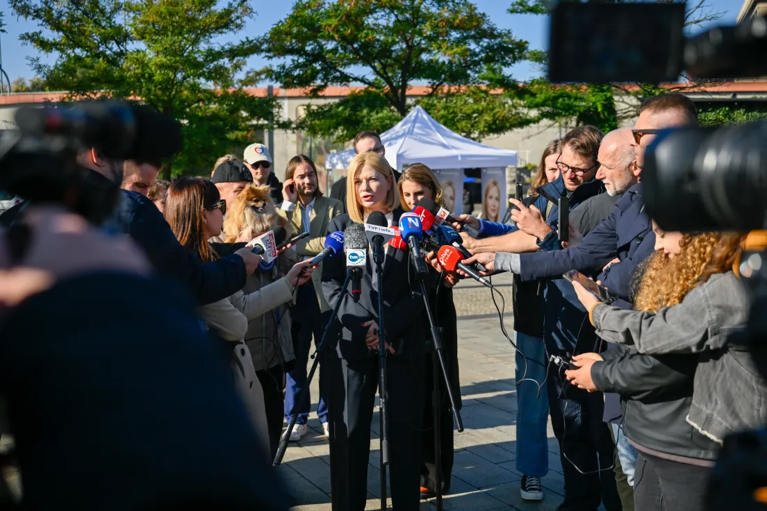 Konferencja kandydatki Koalicji Obywatelskiej po pierwszej turze wyborów na Prezydenta Miasta