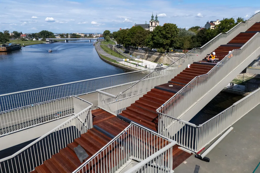 Budowa kładki Kazimierz-Ludwinów, stan z 2 września