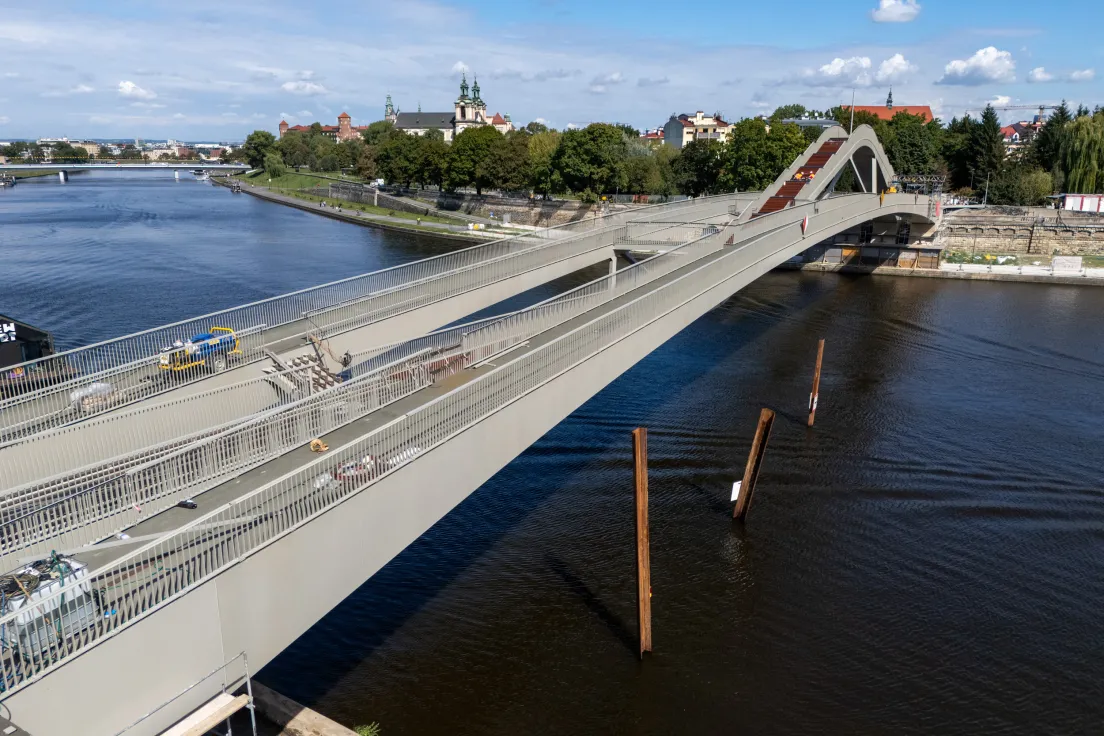Budowa kładki Kazimierz-Ludwinów, stan z 2 września