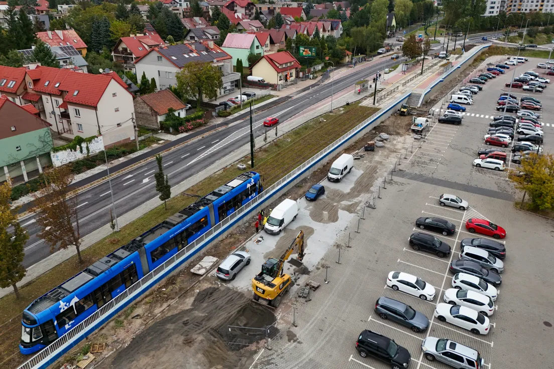 Przejazd testowy tramwaju do Mistrzejowice po nowym odcinku KST