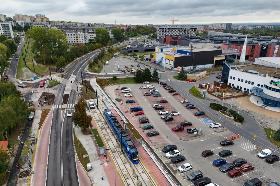 Przejazd testowy tramwaju do Mistrzejowice po nowym odcinku KST