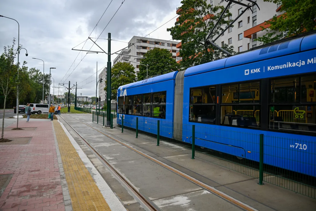 Przejazd testowy tramwaju do Mistrzejowice po nowym odcinku KST