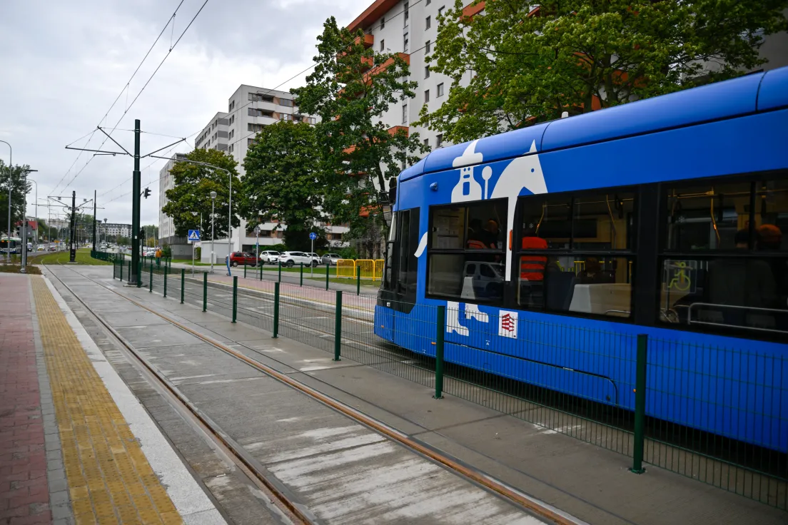 Przejazd testowy tramwaju do Mistrzejowice po nowym odcinku KST