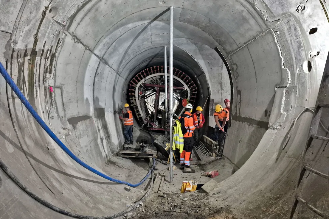 Prace w tunelach pod Pisarzową, w ramach projektu Podłęże-Piekiełko