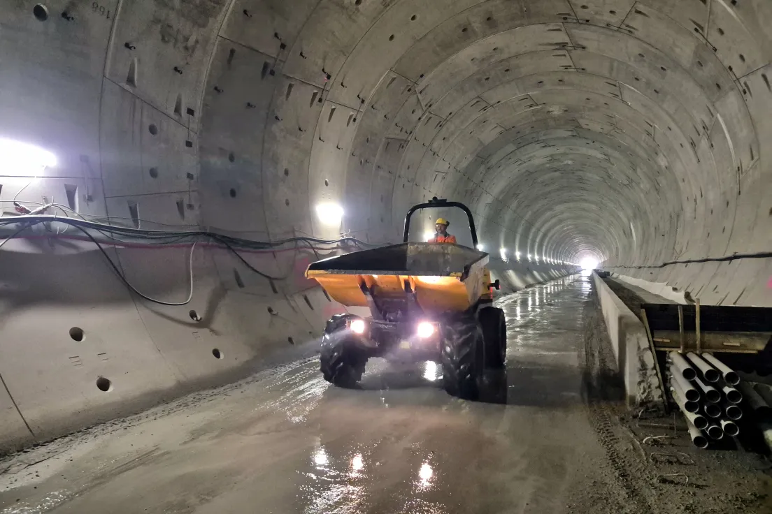 Prace w tunelach pod Pisarzową, w ramach projektu Podłęże-Piekiełko