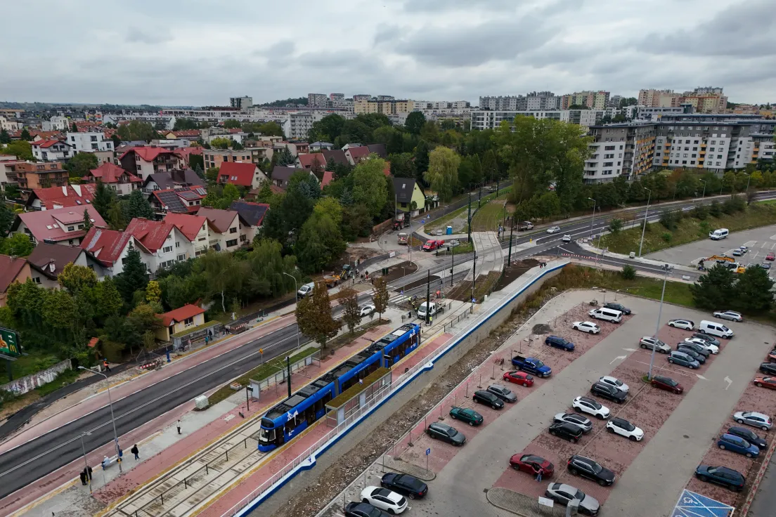 Przejazd testowy tramwaju do Mistrzejowice po nowym odcinku KST