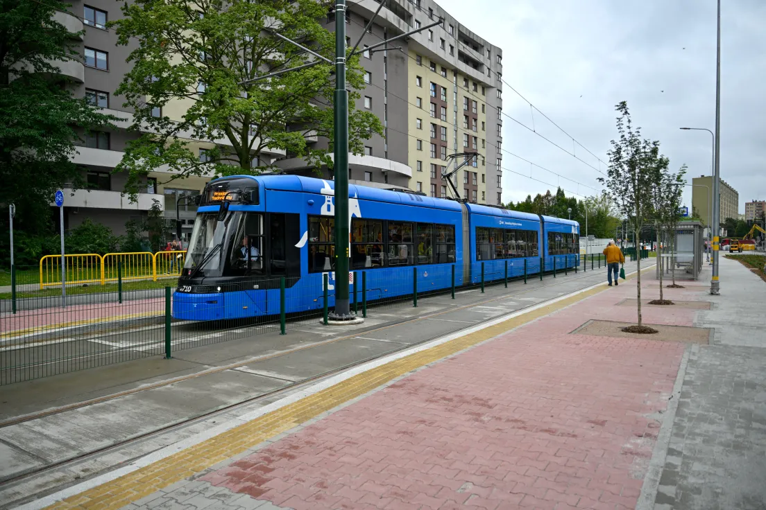 Przejazd testowy tramwaju do Mistrzejowice po nowym odcinku KST