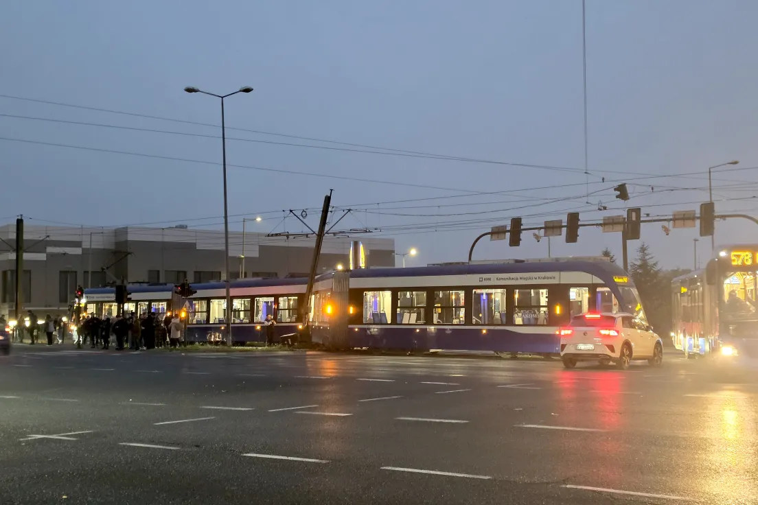 Wykolejenie tramwaju w Łagiewnikach