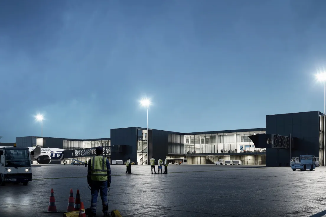 Nowy terminal Kraków Airport - wizualizacja od strony PPS