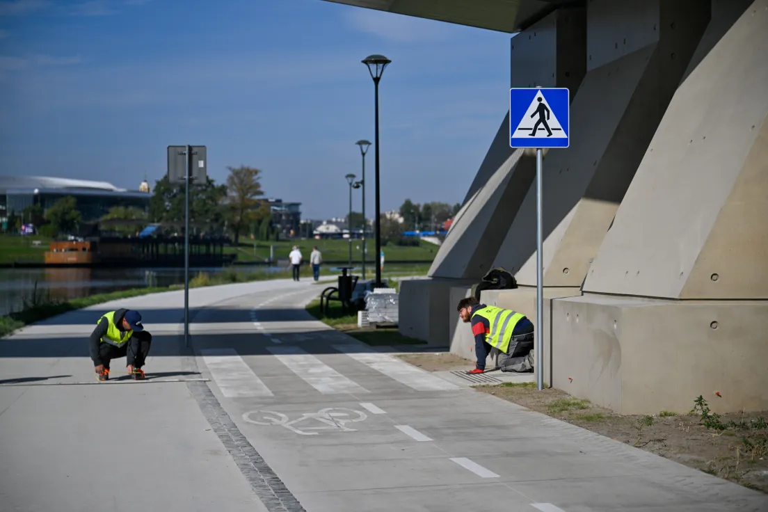 Układ drogowy na nowej kładce Kazimierz-Ludwinów
