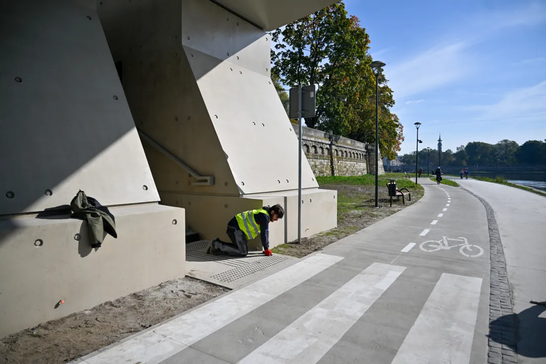 Układ drogowy na nowej kładce Kazimierz-Ludwinów