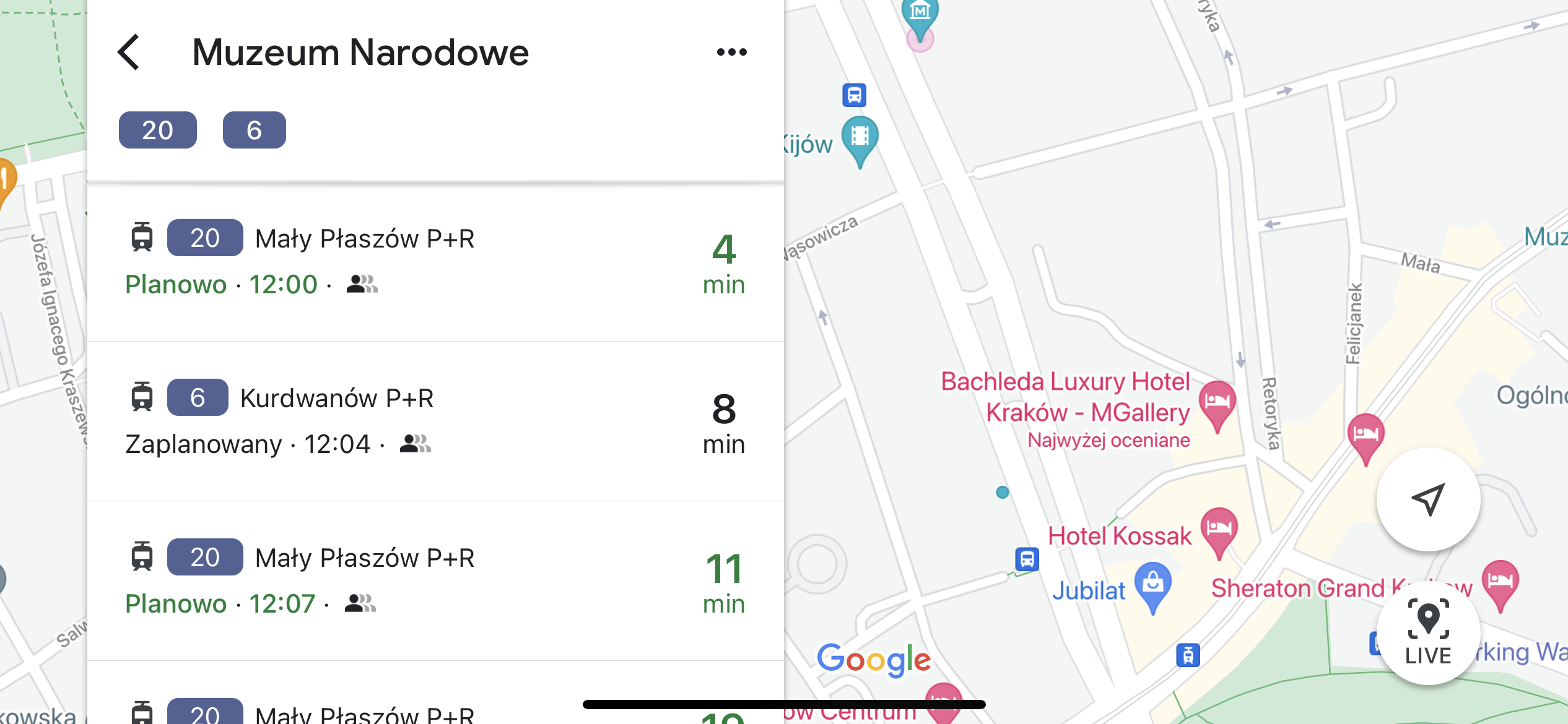 W mobilnej wersji mapy można sprawdzić także położenie pojazdów na mapie.