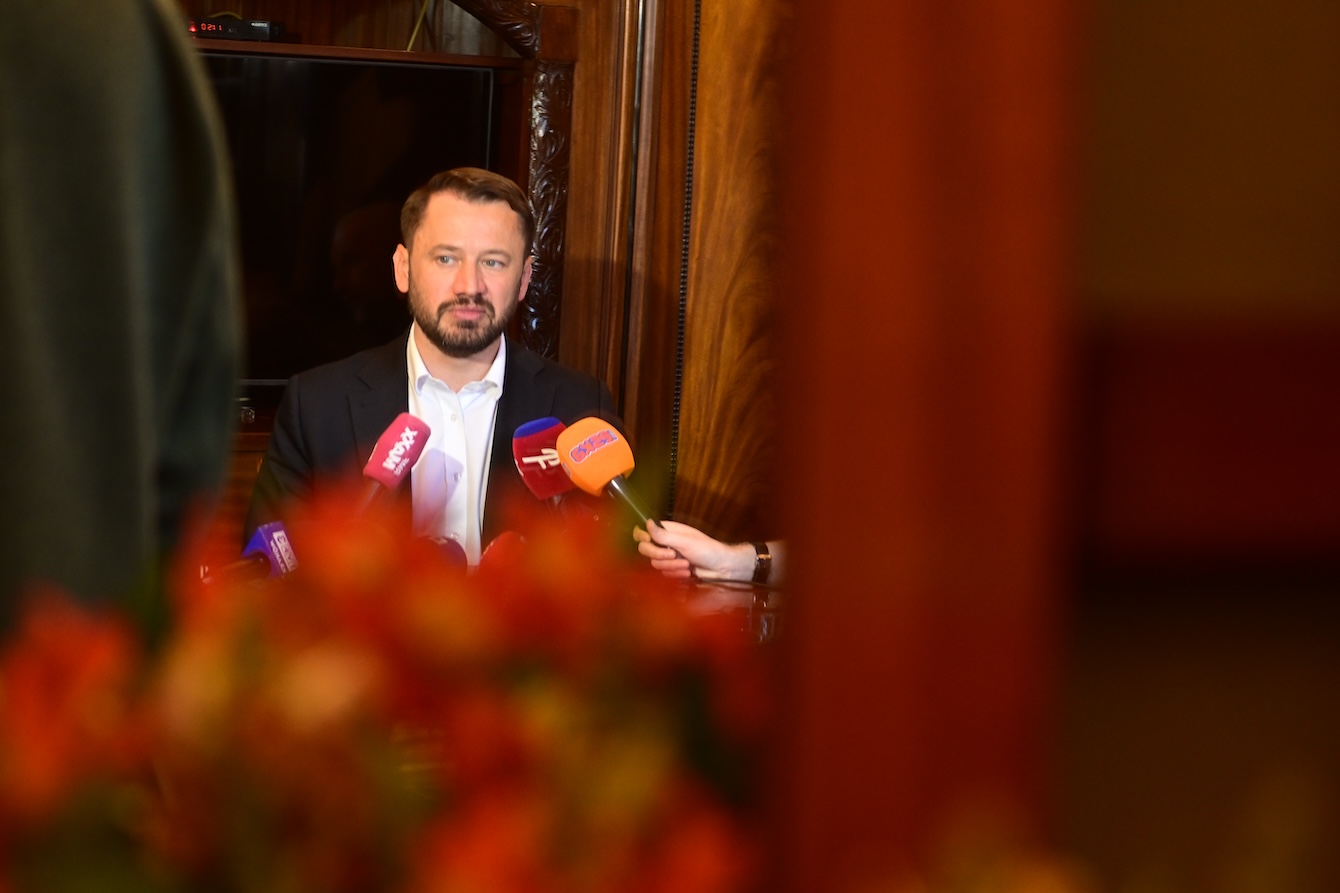 Prezydent Aleksander Miszalski w trakcie środowego spotkania z dziennikarzami 