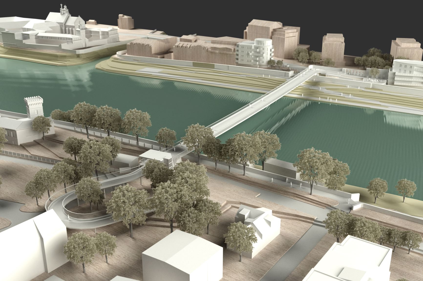 Wizualizacja kładki Dębniki-Zwierzyniec | D.A. – PROJEKT BIURO PROJEKTÓW DRÓG, ULIC I MOSTÓW Z KRAKOWA