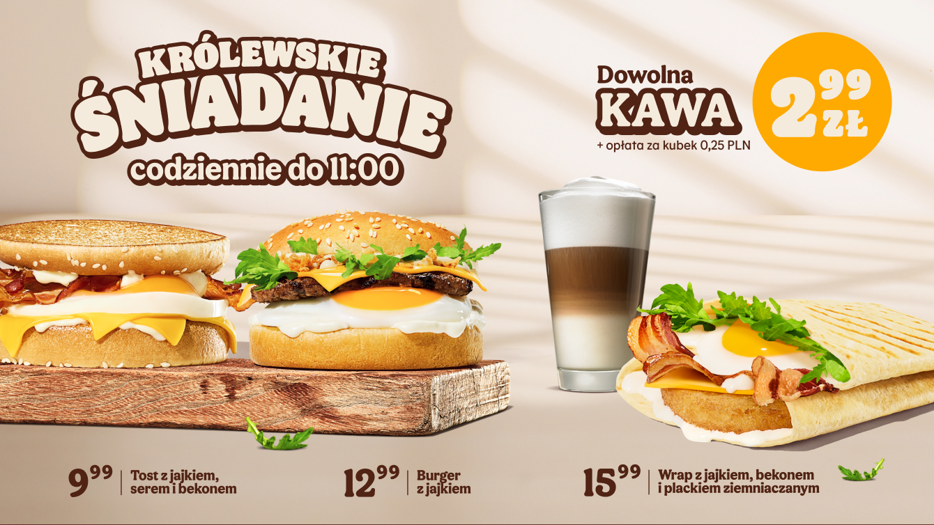Oferta śniadaniowa dostępna na stałe w restauracjach Burger King